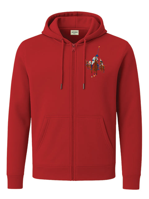 Adro Men’s Regular Fit Zip-Up Hoodie for man | 320 GSM Cotton Poly Fleece Zipper Sweatshirt with Soft Fabric & Printed Hoodies