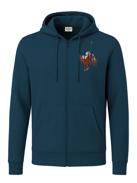 Adro Men’s Regular Fit Zip-Up Hoodie for man | 320 GSM Cotton Poly Fleece Zipper Sweatshirt with Soft Fabric & Printed Hoodies