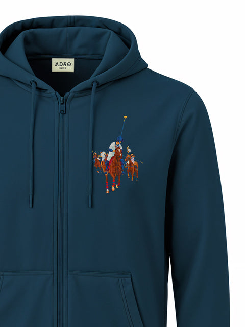Adro Men’s Regular Fit Zip-Up Hoodie for man | 320 GSM Cotton Poly Fleece Zipper Sweatshirt with Soft Fabric & Printed Hoodies