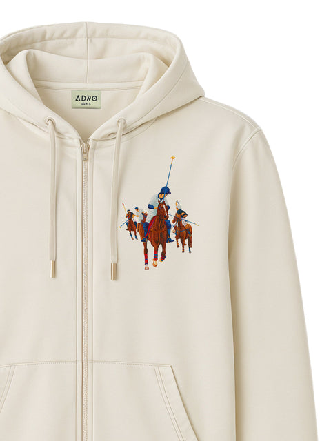 Adro Men’s Regular Fit Zip-Up Hoodie for man | 320 GSM Cotton Poly Fleece Zipper Sweatshirt with Soft Fabric & Printed Hoodies
