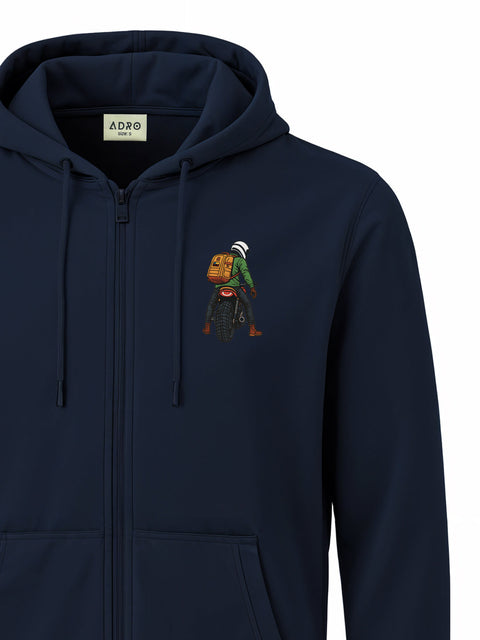 Adro Men’s Regular Fit Zip-Up Hoodie for man | 320 GSM Cotton Poly Fleece Zipper Sweatshirt with Soft Fabric & Printed Hoodies
