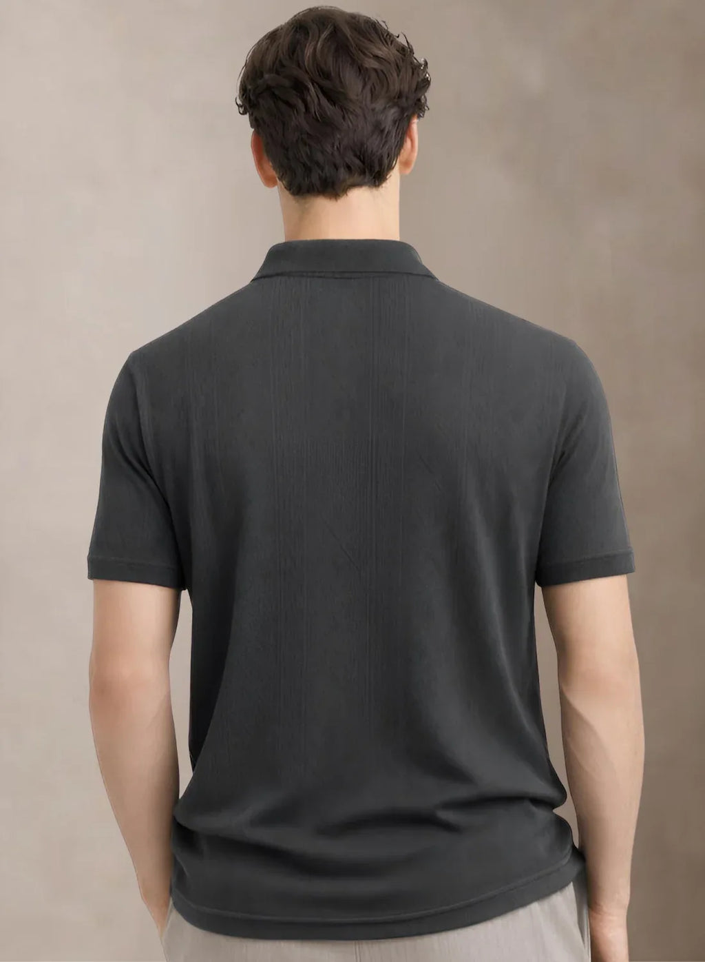 Adro Men’s Flat Knit Polo T-Shirt | Premium Textured Short Sleeve Polo Tshirt | Soft Stretch Fabric | Smart Dark Grey Casual T shirt