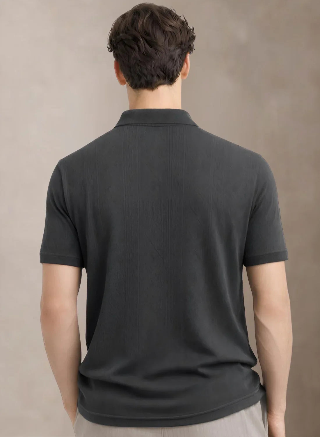 Adro Men’s Flat Knit Polo T-Shirt | Premium Textured Short Sleeve Polo Tshirt | Soft Stretch Fabric | Smart Dark Grey Casual T shirt