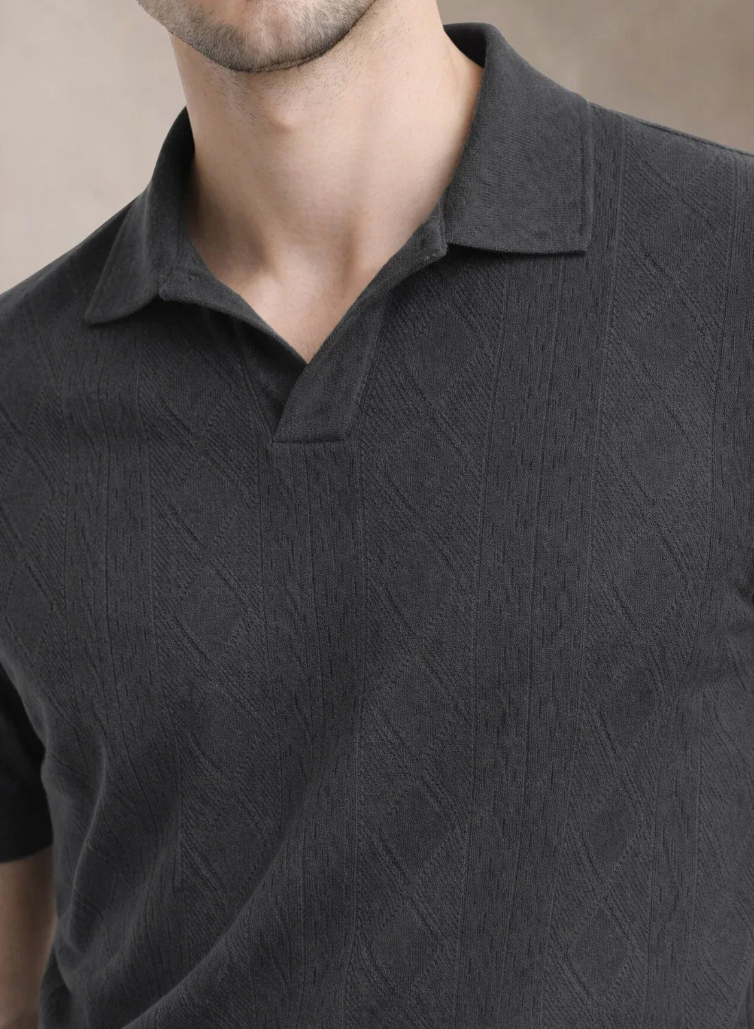 Adro Men’s Flat Knit Polo T-Shirt | Premium Textured Short Sleeve Polo Tshirt | Soft Stretch Fabric | Smart Dark Grey Casual T shirt