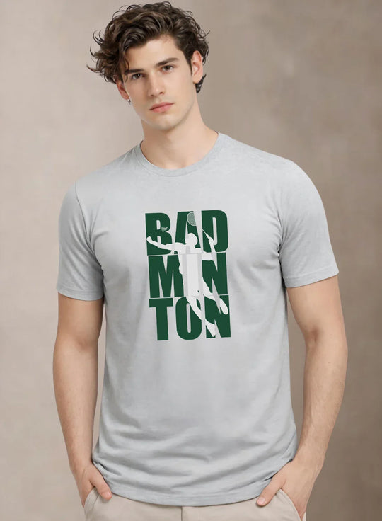 Adro Mens Badminton TShirt | Cotton Lycra | Regular Fit Tee | Sports Design T-shirt for Men | Printed T shirts for Men
