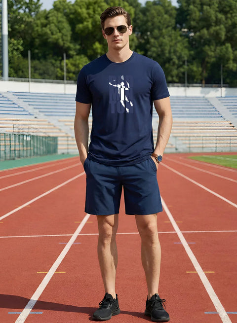 Adro Mens Badminton TShirt | Cotton Lycra | Regular Fit Tee | Sports Design T-shirt for Men | Printed T shirts for Men