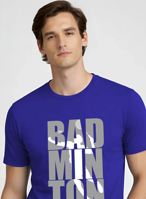 Adro Mens Badminton TShirt | Cotton Lycra | Regular Fit Tee | Sports Design T-shirt for Men | Printed T shirts for Men