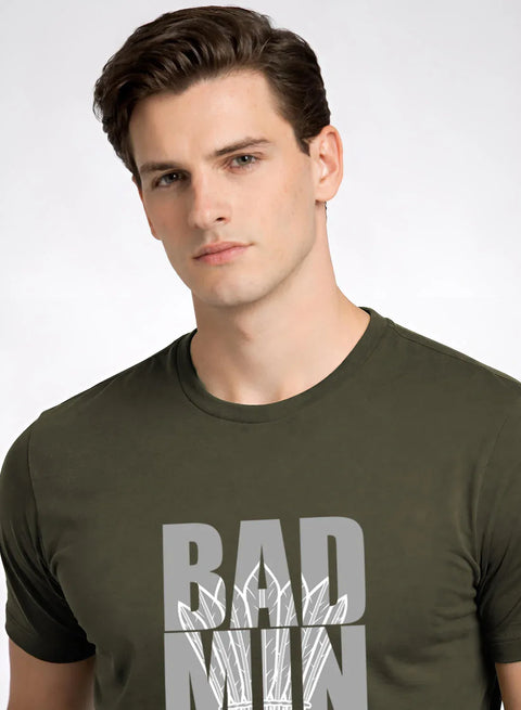 Adro Badminton Printed T-Shirt for Men | Cotton Lycra | 180 GSM Regular Fit | Sports Casual Tee | Printed Tshirt for Men| Sports Stylish T shirt
