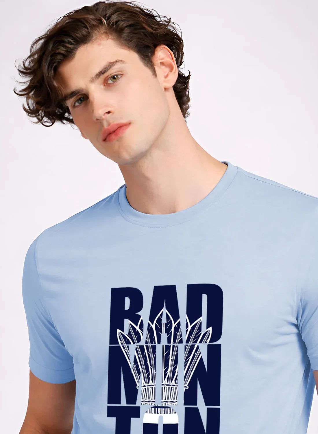 Adro Badminton Printed T-Shirt for Men | Cotton Lycra | 180 GSM Regular Fit | Sports Casual Tee | Printed Tshirt for Men| Sports Stylish T shirt
