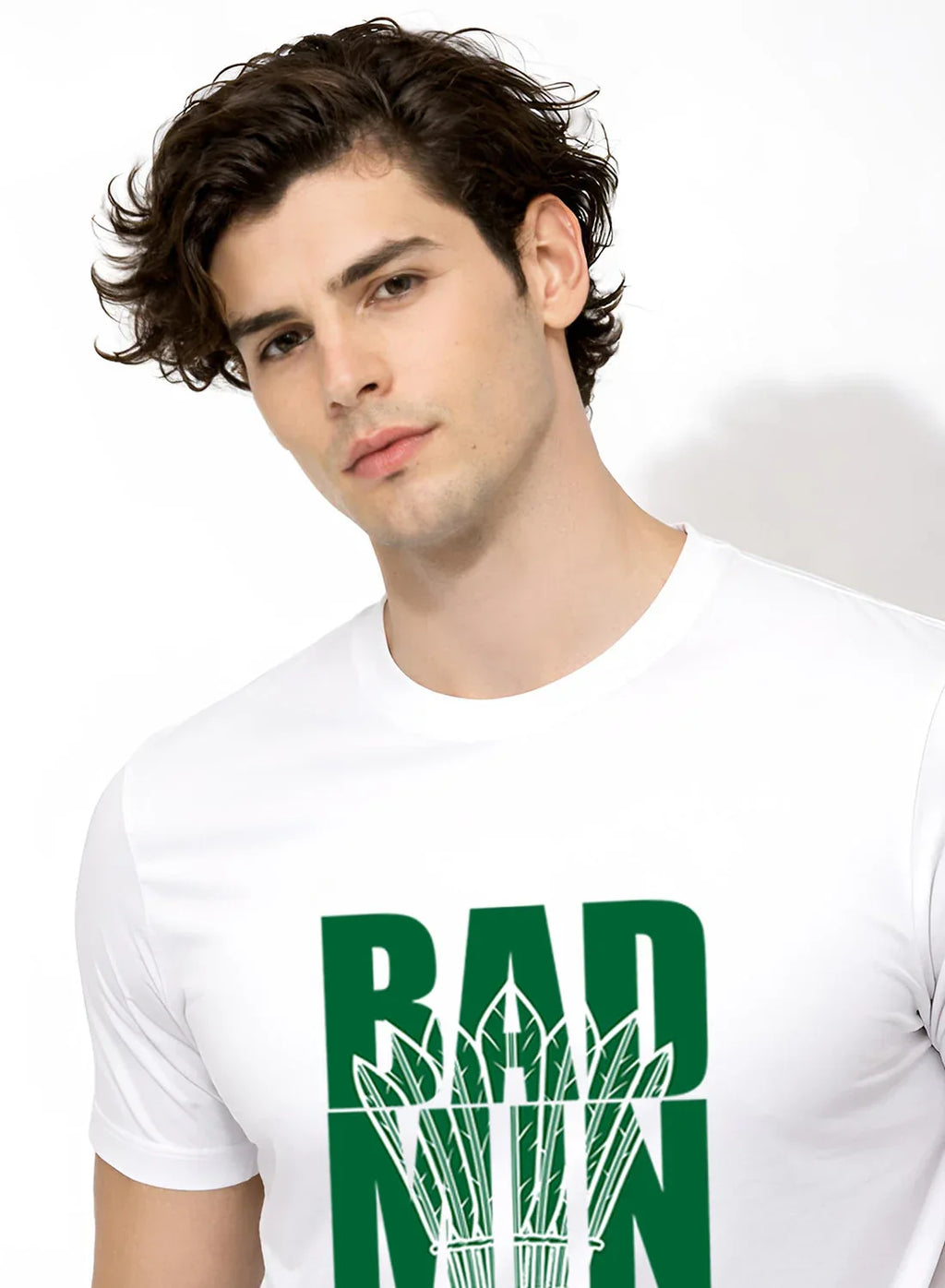 Adro Badminton Printed T-Shirt for Men | Cotton Lycra | 180 GSM Regular Fit | Sports Casual Tee | Printed Tshirt for Men| Sports Stylish T shirt