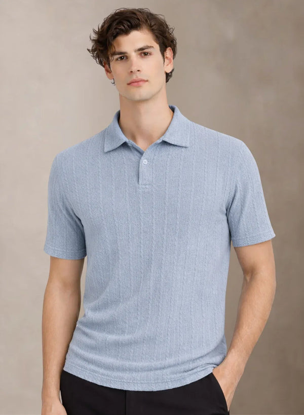 Men’s Blue Polo T-Shirt | Flat Knit Textured Polo T Shirt || Soft Touch Fabric || Casual Polo Tshirt | Regular Fit