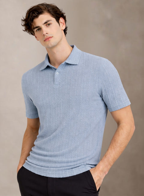 Men’s Blue Polo T-Shirt | Flat Knit Textured Polo T Shirt || Soft Touch Fabric || Casual Polo Tshirt | Regular Fit