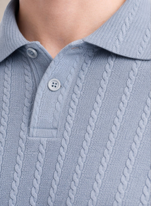 Men’s Blue Polo T-Shirt | Flat Knit Textured Polo T Shirt || Soft Touch Fabric || Casual Polo Tshirt | Regular Fit