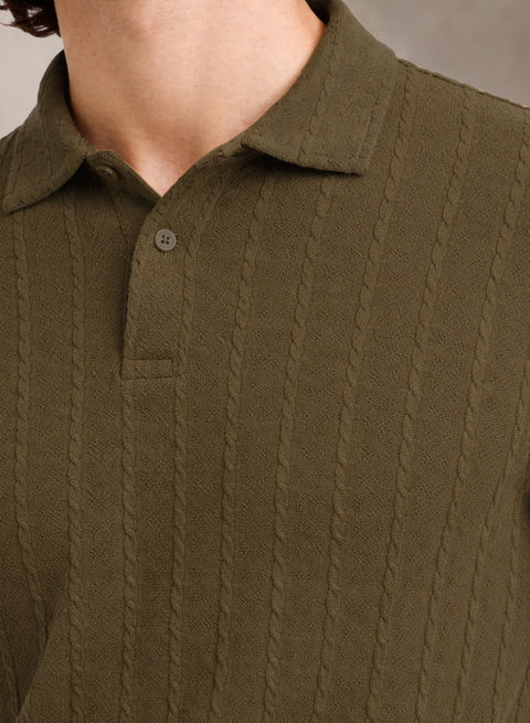 Men’s Khaki Polo T-Shirt | Flat Knit Textured Polo T Shirt || Soft Touch Fabric || Casual Polo Tshirt | Regular Fit