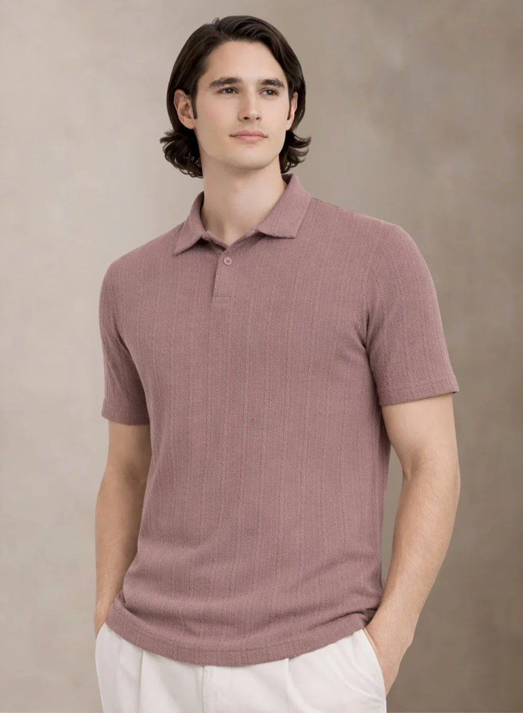 Men’s Lilac Polo T-Shirt | Flat Knit Textured Polo T Shirt || Soft Touch Fabric || Casual Polo Tshirt | Regular Fit