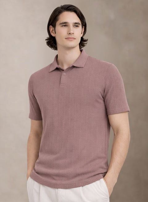 Men’s Lilac Polo T-Shirt | Flat Knit Textured Polo T Shirt || Soft Touch Fabric || Casual Polo Tshirt | Regular Fit