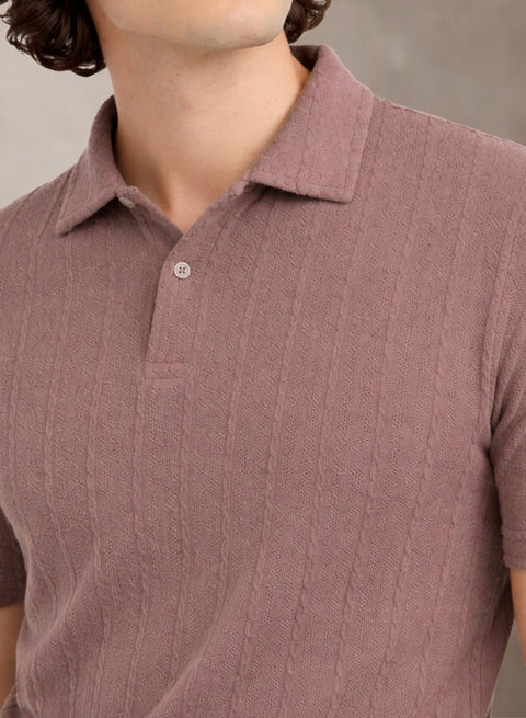 Men’s Lilac Polo T-Shirt | Flat Knit Textured Polo T Shirt || Soft Touch Fabric || Casual Polo Tshirt | Regular Fit