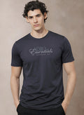 Adro Printed T Shirt for Men | 180 GSM Cotton Lycra | Regular Fit Printed T-Shirt | Soft Breathable Fabric | Tshirts for men | Graphic Print Tee Dark Grey
