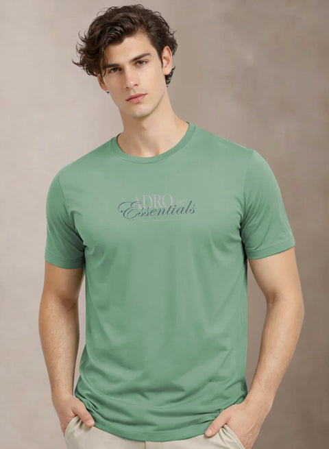 Adro Printed T Shirt for Men | 180 GSM Cotton Lycra | Regular Fit Printed T-Shirt | Soft Breathable Fabric | Tshirts for men | Graphic Print Tee Pista