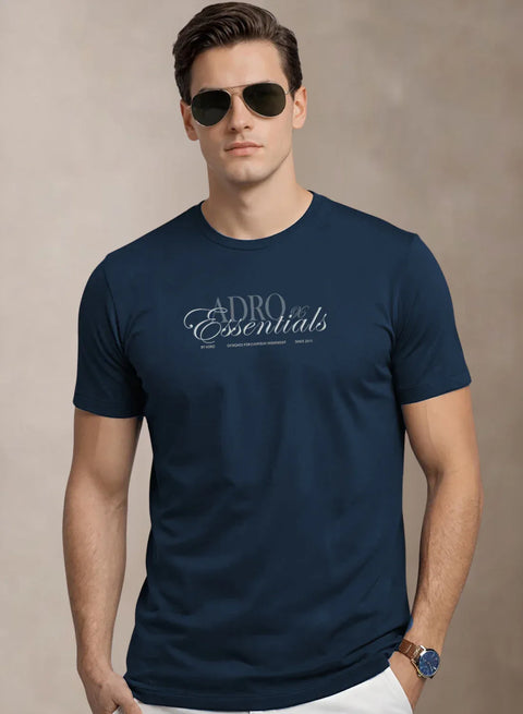 Adro Printed T Shirt for Men | 180 GSM Cotton Lycra | Regular Fit Printed T-Shirt | Soft Breathable Fabric | Tshirts for men | Graphic Print Tee Teal Blue