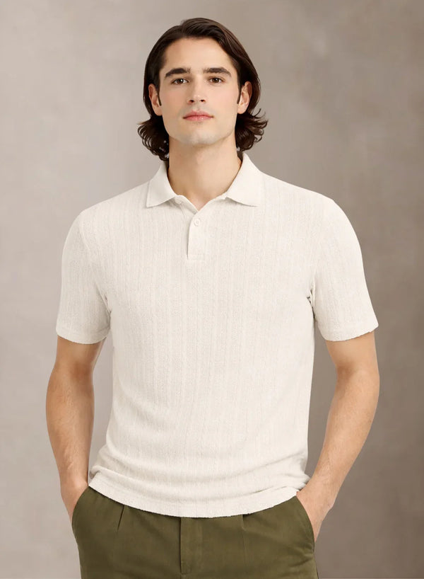 Men’s Off White Polo T-Shirt | Flat Knit Textured Polo T Shirt || Soft Touch Fabric || Casual Polo Tshirt | Regular Fit