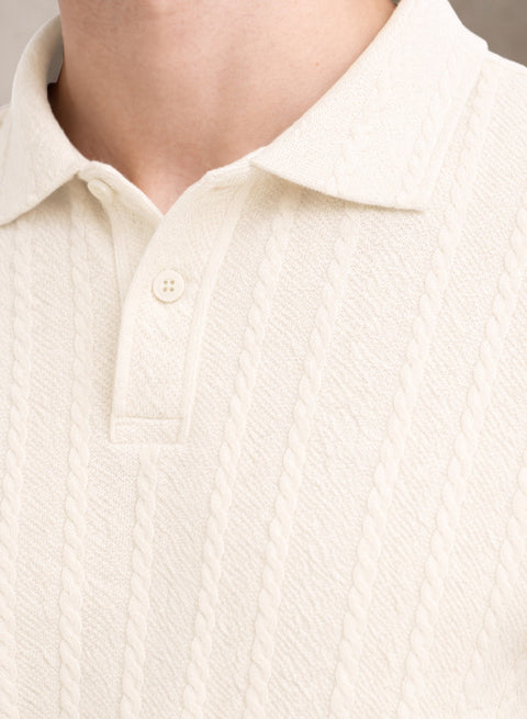 Men’s Off White Polo T-Shirt | Flat Knit Textured Polo T Shirt || Soft Touch Fabric || Casual Polo Tshirt | Regular Fit