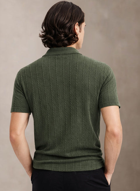 Men’s Olive Polo T-Shirt | Flat Knit Textured Polo T Shirt || Soft Touch Fabric || Casual Polo Tshirt | Regular Fit