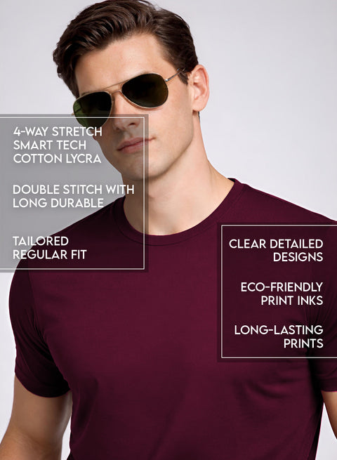 Adro Tennis Printed T-Shirt for Men | Cotton Lycra | 180 GSM Regular Fit | Sports Casual Tee | Printed Tshirt for Men| Sports Stylish T shirt