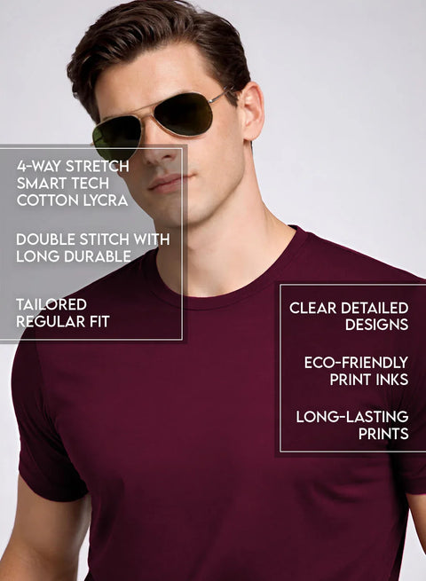 Adro Badminton Printed T-Shirt for Men | Cotton Lycra | 180 GSM Regular Fit | Sports Casual Tee | Printed Tshirt for Men| Sports Stylish T shirt