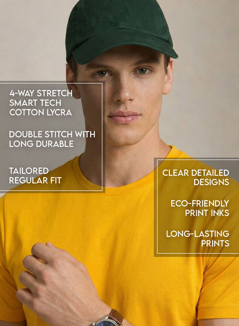 Adro Tennis Printed T-Shirt for Men | Cotton Lycra | 180 GSM Regular Fit | Sports Casual Tee | Printed Tshirt for Men| Sports Stylish T shirt