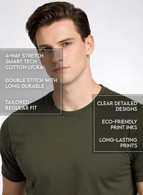 Adro Mens Badminton TShirt | Cotton Lycra | Regular Fit Tee | Sports Design T-shirt for Men | Printed T shirts for Men