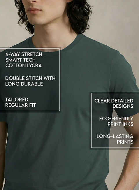 Adro Badminton Printed T-Shirt for Men | Cotton Lycra | 180 GSM Regular Fit | Sports Casual Tee | Printed Tshirt for Men| Sports Stylish T shirt