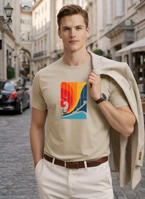 Adro Mens Printed TShirt | 180 GSM Cotton Regular Fit T-shirt | Lightweight Casual T shirt for Travel, Work From Home & Weekends