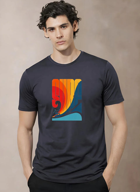 Adro Mens Printed TShirt | 180 GSM Cotton Regular Fit T-shirt | Lightweight Casual T shirt for Travel, Work From Home & Weekends Dark Grey