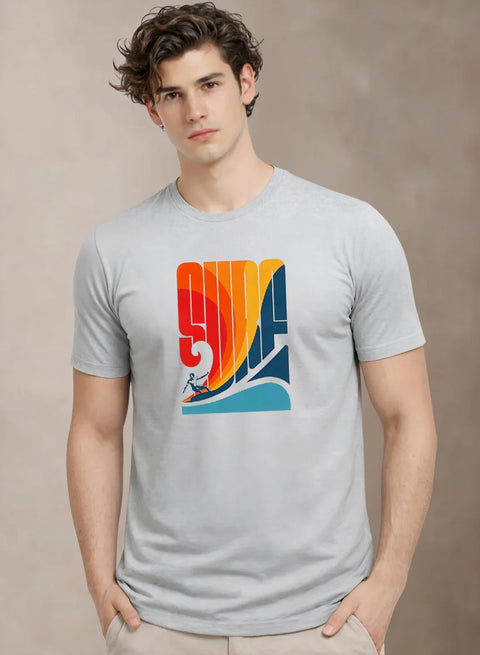 Adro Mens Printed TShirt | 180 GSM Cotton Regular Fit T-shirt | Lightweight Casual T shirt for Travel, Work From Home & Weekends Grey