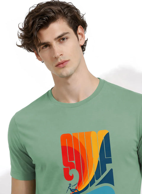 Adro Mens Printed TShirt | 180 GSM Cotton Regular Fit T-shirt | Lightweight Casual T shirt for Travel, Work From Home & Weekends