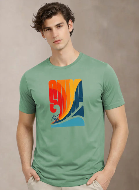Adro Mens Printed TShirt | 180 GSM Cotton Regular Fit T-shirt | Lightweight Casual T shirt for Travel, Work From Home & Weekends Pista