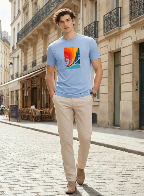 Adro Mens Printed TShirt | 180 GSM Cotton Regular Fit T-shirt | Lightweight Casual T shirt for Travel, Work From Home & Weekends