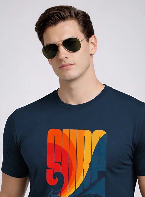 Adro Mens Printed TShirt | 180 GSM Cotton Regular Fit T-shirt | Lightweight Casual T shirt for Travel, Work From Home & Weekends