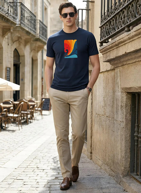 Adro Mens Printed TShirt | 180 GSM Cotton Regular Fit T-shirt | Lightweight Casual T shirt for Travel, Work From Home & Weekends