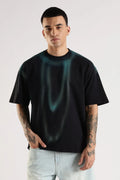 Adro Trendy Oversized Baggy Fit Drop Shoulder Tshirt in Tie & Dye Style | French Terry Cotton Heavy Fabric Crew Neck T Shirt for Men Black, SkyBlue
