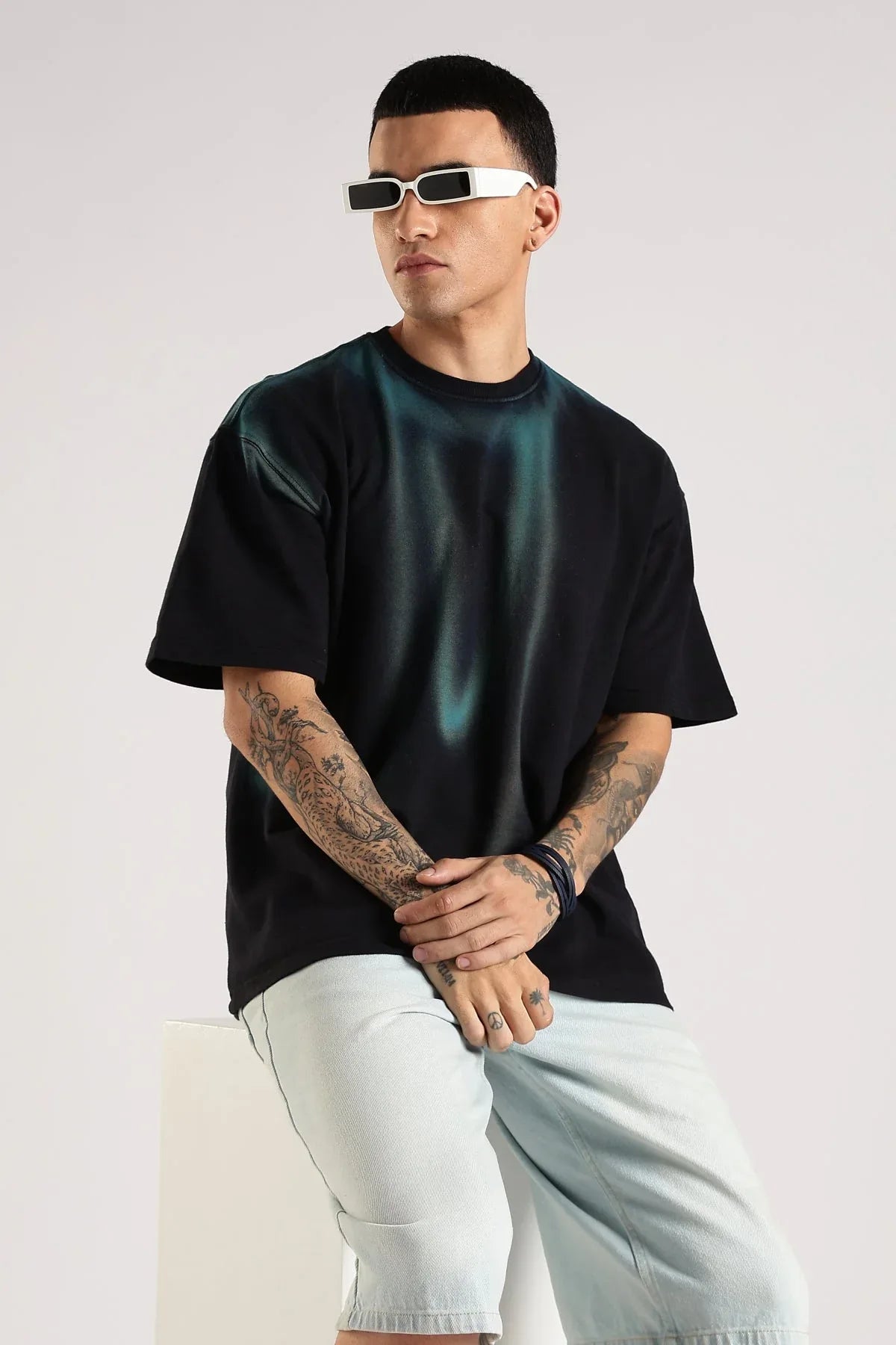 Adro Trendy Oversized Baggy Fit Drop Shoulder Tshirt in Tie & Dye Style | French Terry Cotton Heavy Fabric Crew Neck T Shirt for Men