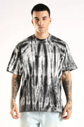 Adro Trendy Oversized Baggy Fit Drop Shoulder Tshirt in Tie & Dye Style | French Terry Cotton Heavy Fabric Crew Neck T Shirt for Men Black, White