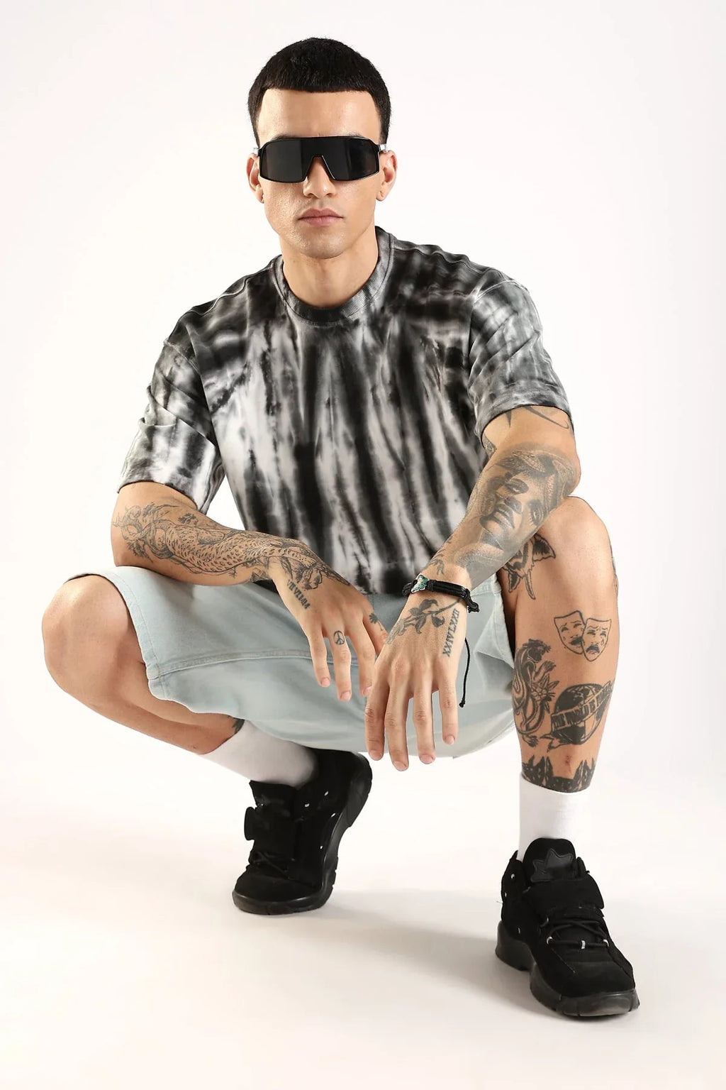 Adro Trendy Oversized Baggy Fit Drop Shoulder Tshirt in Tie & Dye Style | French Terry Cotton Heavy Fabric Crew Neck T Shirt for Men