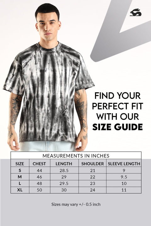 Adro Trendy Oversized Baggy Fit Drop Shoulder Tshirt in Tie & Dye Style | French Terry Cotton Heavy Fabric Crew Neck T Shirt for Men