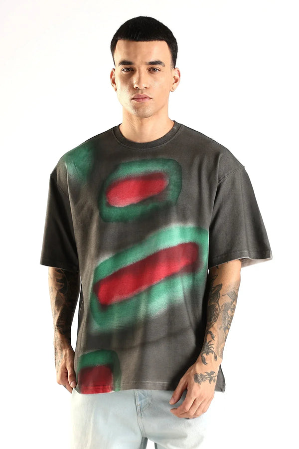 Adro Trendy Oversized Baggy Fit Drop Shoulder Tshirt in Tie & Dye Style | French Terry Cotton Heavy Fabric Crew Neck T Shirt for Men