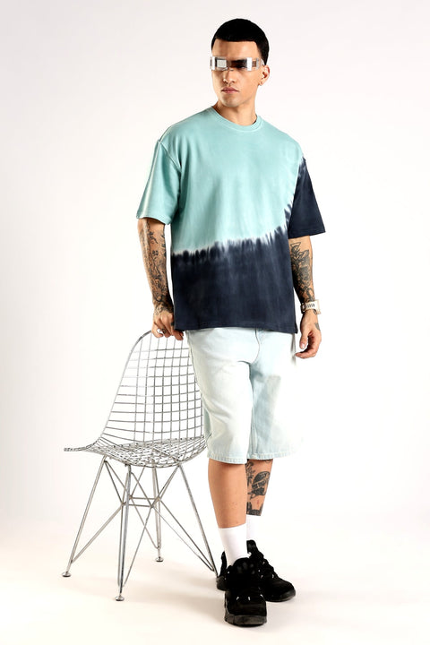 Adro Trendy Oversized Baggy Fit Drop Shoulder Tshirt in Tie & Dye Style | French Terry Cotton Heavy Fabric Crew Neck T Shirt for Men