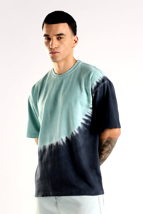 Adro Trendy Oversized Baggy Fit Drop Shoulder Tshirt in Tie & Dye Style | French Terry Cotton Heavy Fabric Crew Neck T Shirt for Men