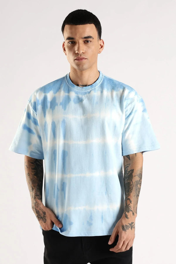 Adro Trendy Oversized Baggy Fit Drop Shoulder Tshirt in Tie & Dye Style | French Terry Cotton Heavy Fabric Crew Neck T Shirt for Men