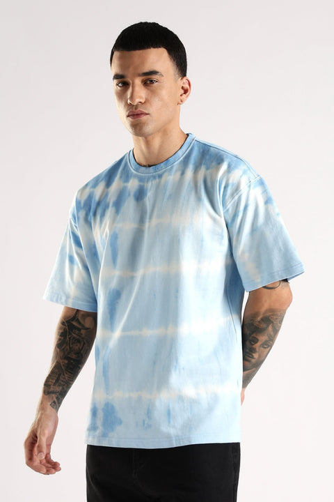 Adro Trendy Oversized Baggy Fit Drop Shoulder Tshirt in Tie & Dye Style | French Terry Cotton Heavy Fabric Crew Neck T Shirt for Men
